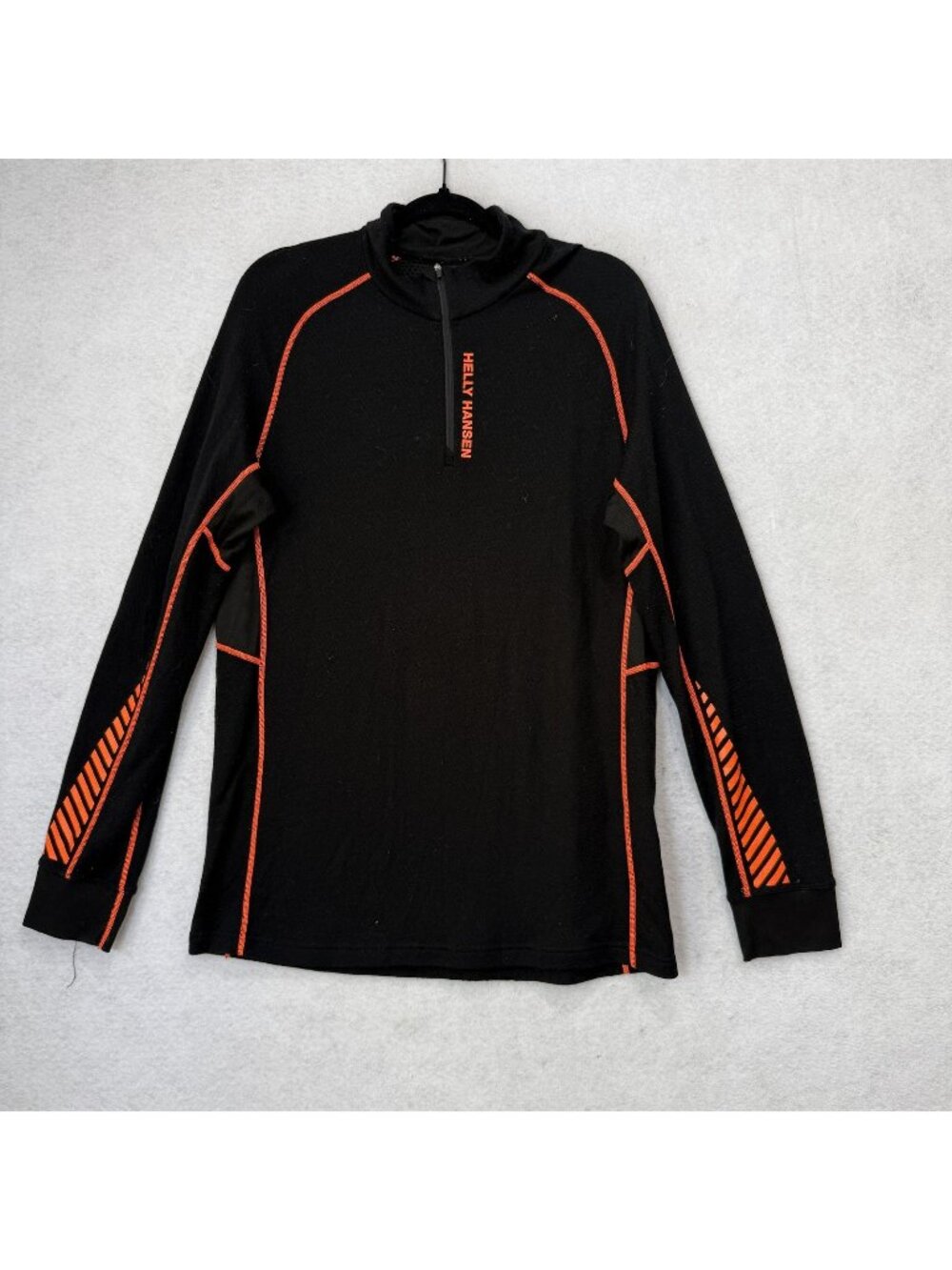 Helly Hansen Shirt Mens 2XL Black Long Sleeve 1/4 Zip Thermal Layer Athletic